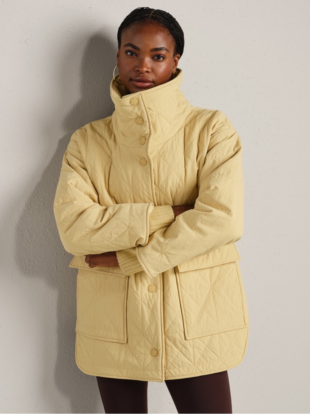 NEW RHONE Monterey Quilted Oversized Jacket Golden Flax Bestseller Size Small